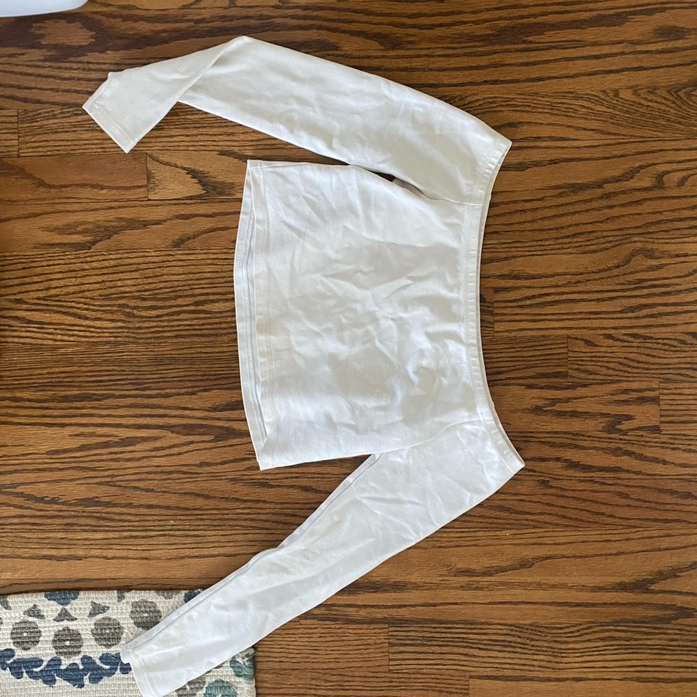 White long sleeve off the shoulder top